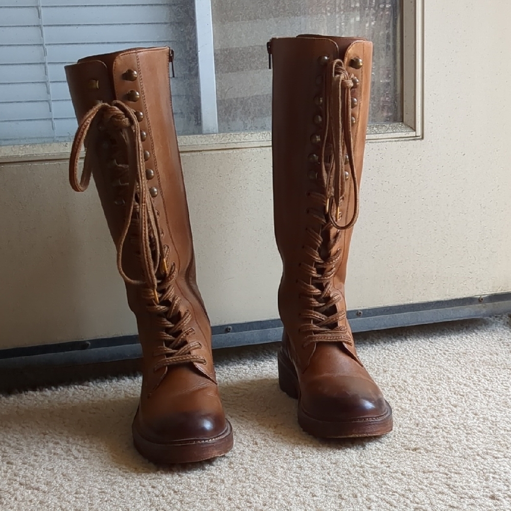 Tan Lace Up Boots